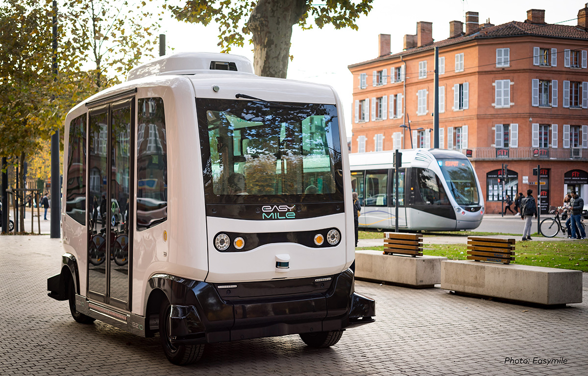 autonomous shuttle in town