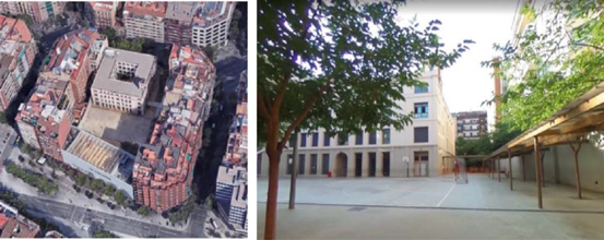 Image of the school and the school yard