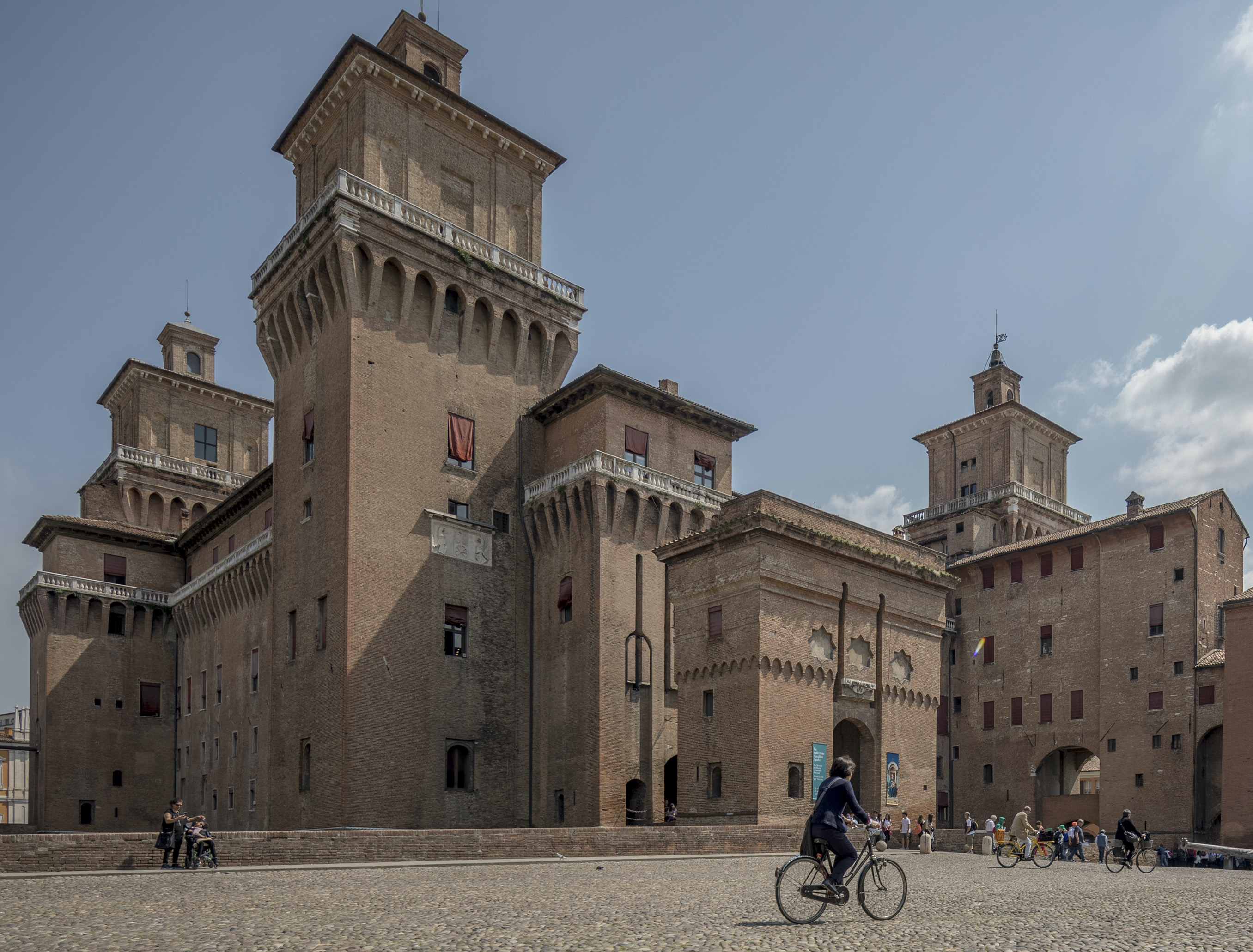 Ferrara castle with cyclist
