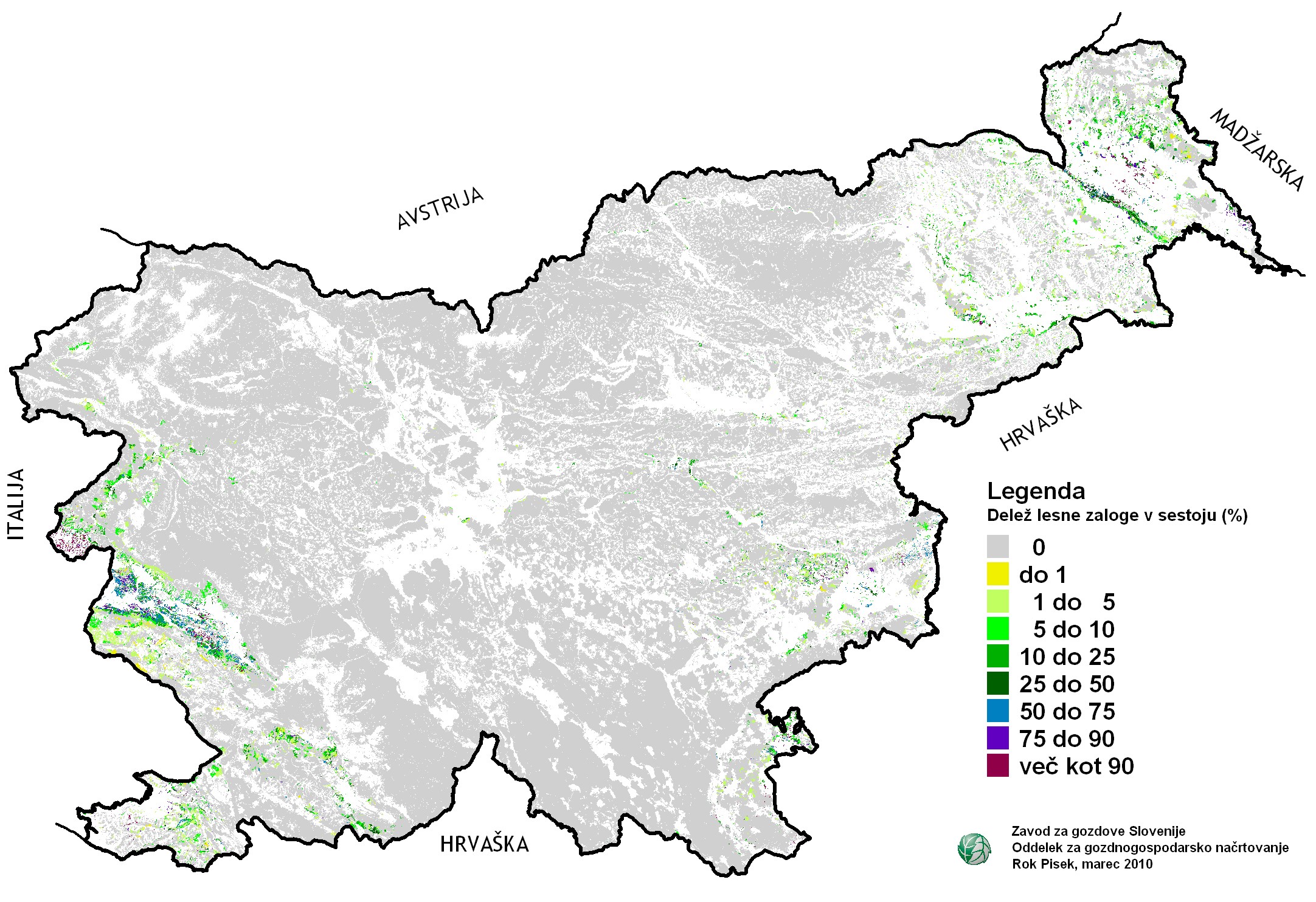 Distribution of Black locust in Slovenia (source: Slovenian Forest Service)