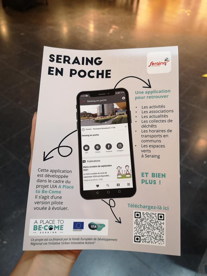 A flyer for the app Seraing en poche