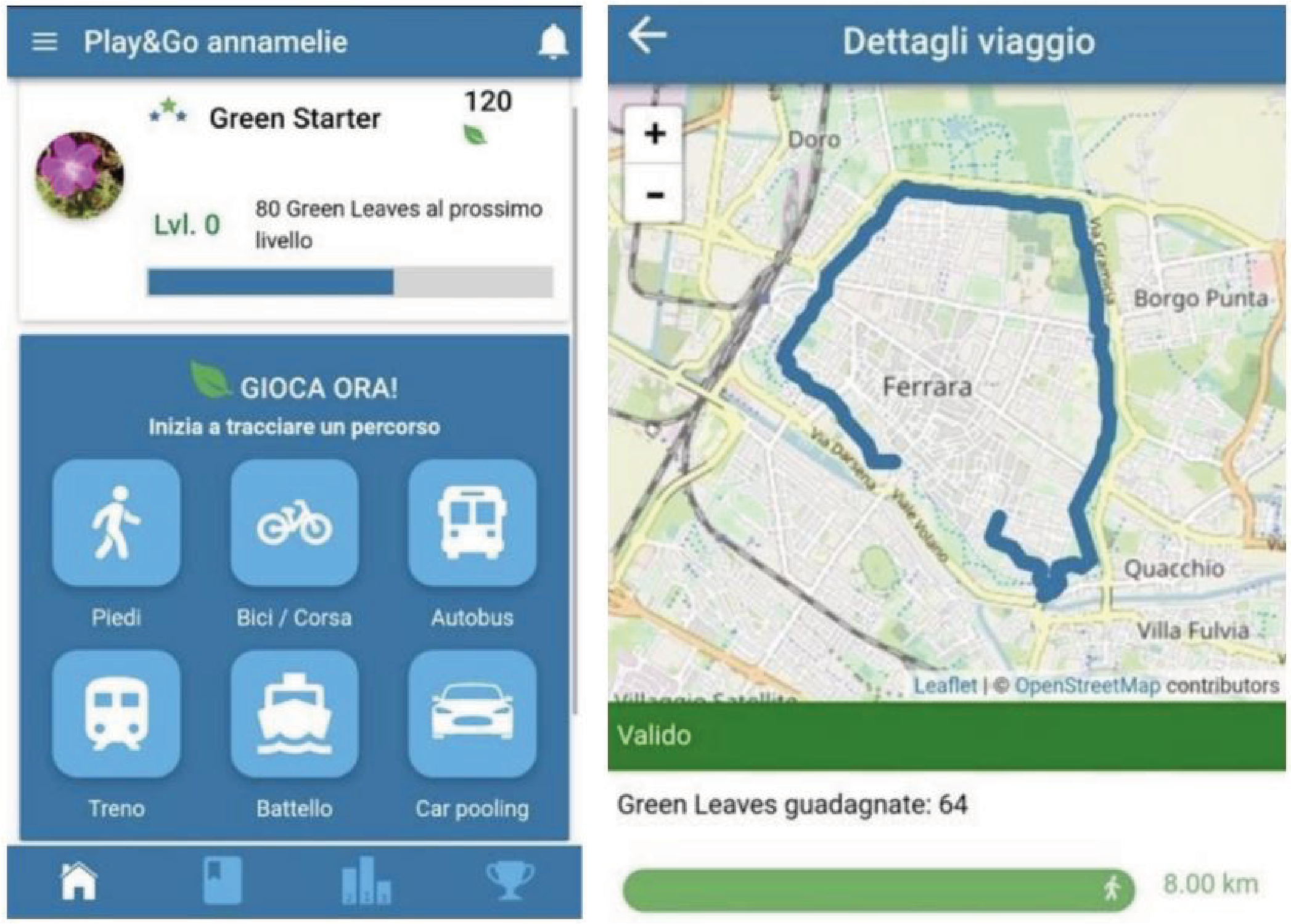 Figure 3 - Web application Home page and Trip tracking view [old version].  Source: Bucchiarone et. al, 2022