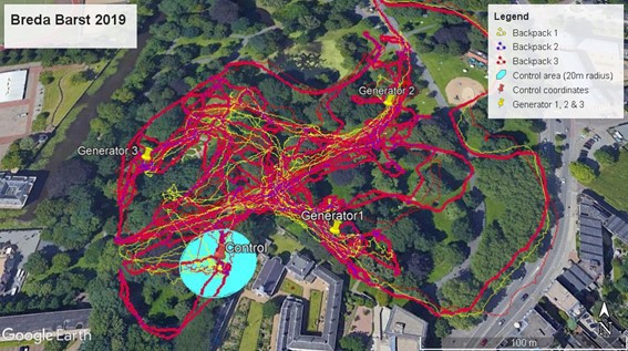 Research staff GPS tracks of measurement campaign during Breda Barst 2019