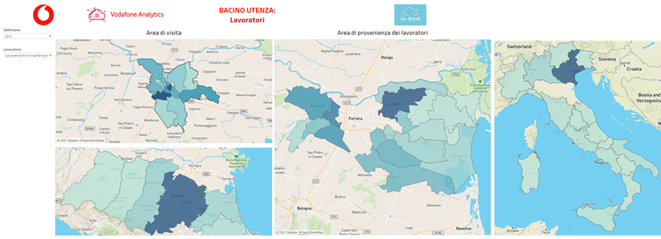 Figure 6 - Extract from the Vodafone Analytics dashboard. Origin of workers. Source: SIPRO