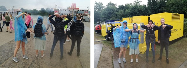 Research staff carrying measurement backpacks