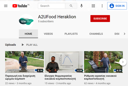 Pic. 5: Videos on composting at the A2U Food YouTube channel