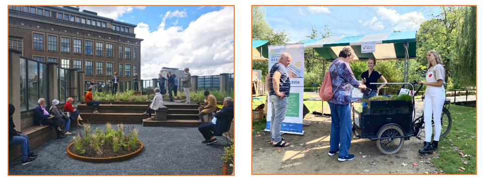 Engagement events at the roof (left) and street level (right).