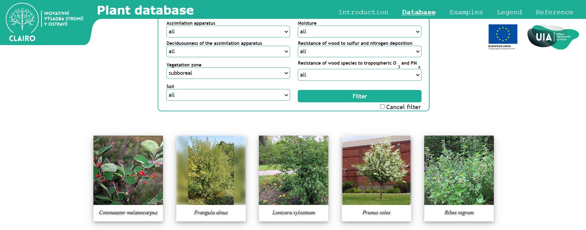 Online Plant Database of CLAIRO