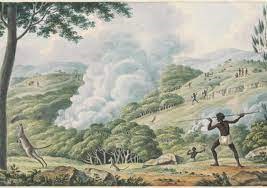 Aborigines using fire