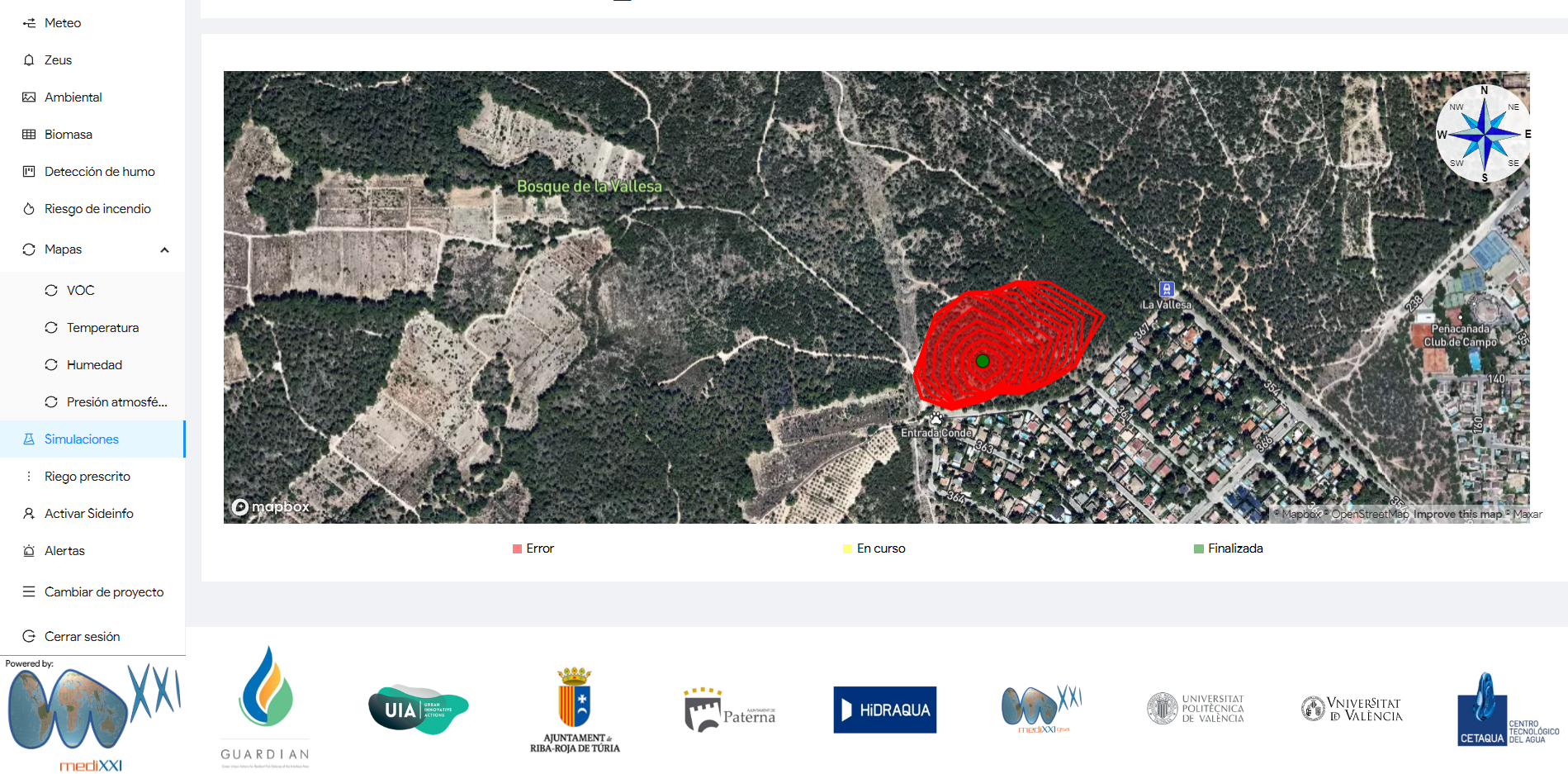 Simulated fire perimeter evolution