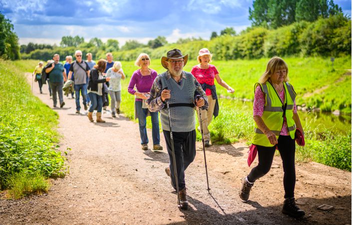 Walking people in a park