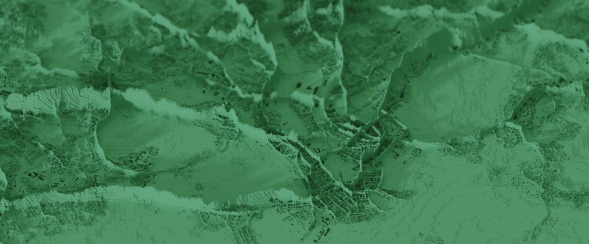 On the 3D map of the tool developed by Gispo Oy the highest peaks show higher PM2.5 pollution (Source: Gispo Oy)