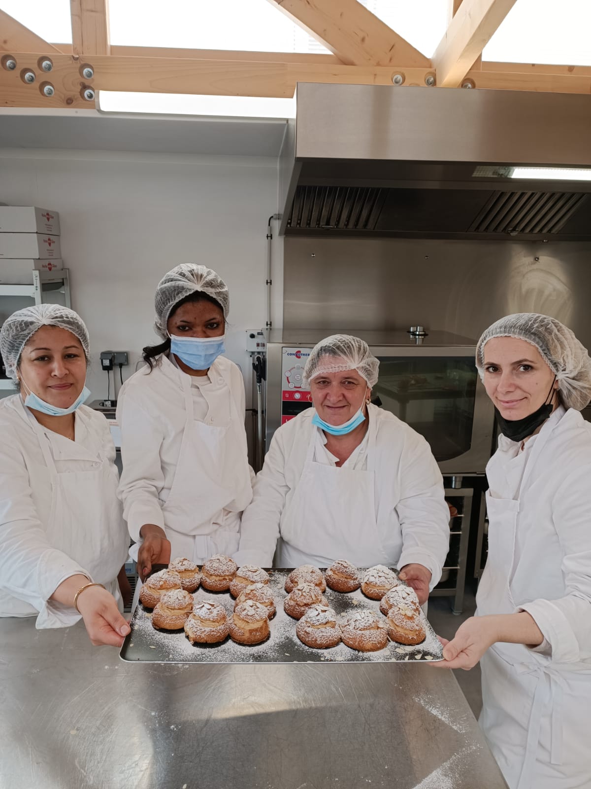 A team of trainee chefs at work