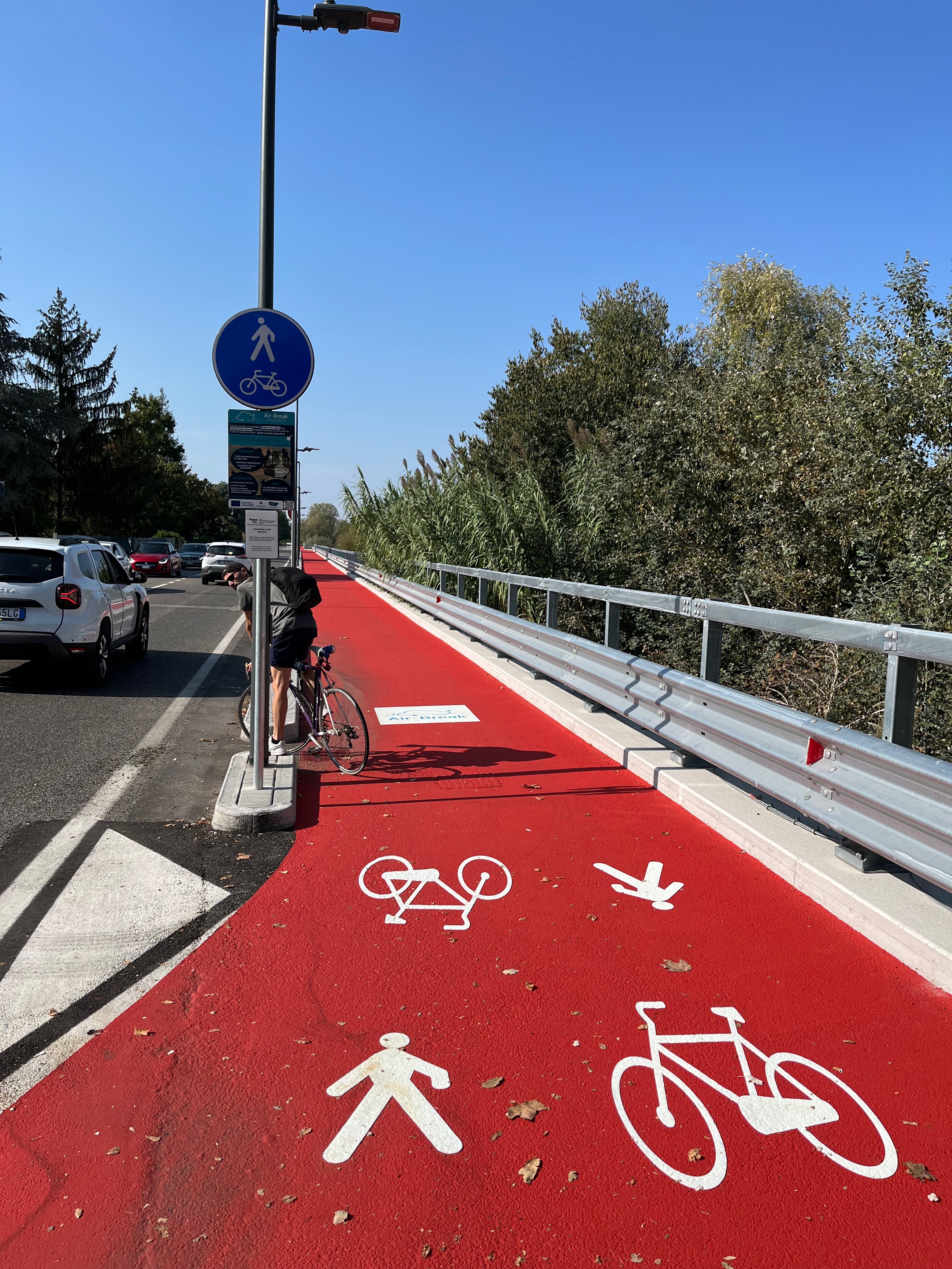 the smart bike lane, with pavement painted in red