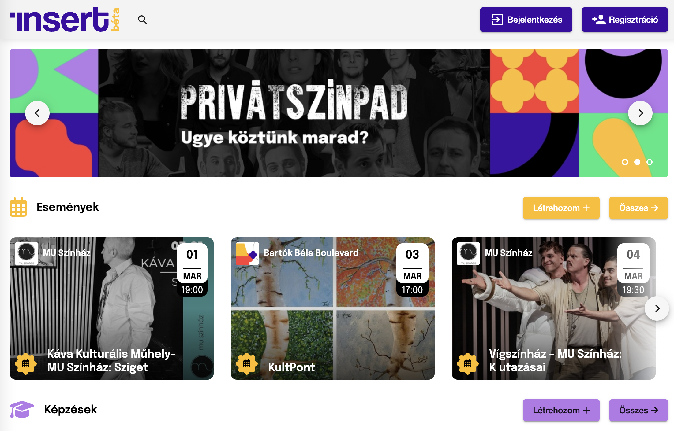 Screenshot of the Insert platform