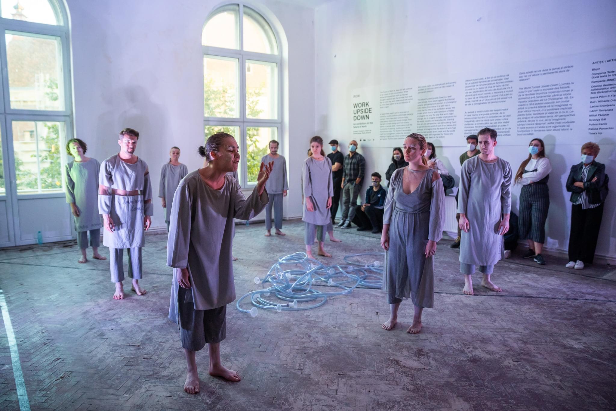 Image 9,10,11: The artistic performances and the installations of Work Upside Down. Source: Cluj Cultural Centre 