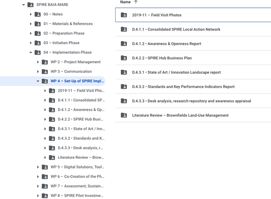 Figure 4 - SPIRE Baia Mare folders structure