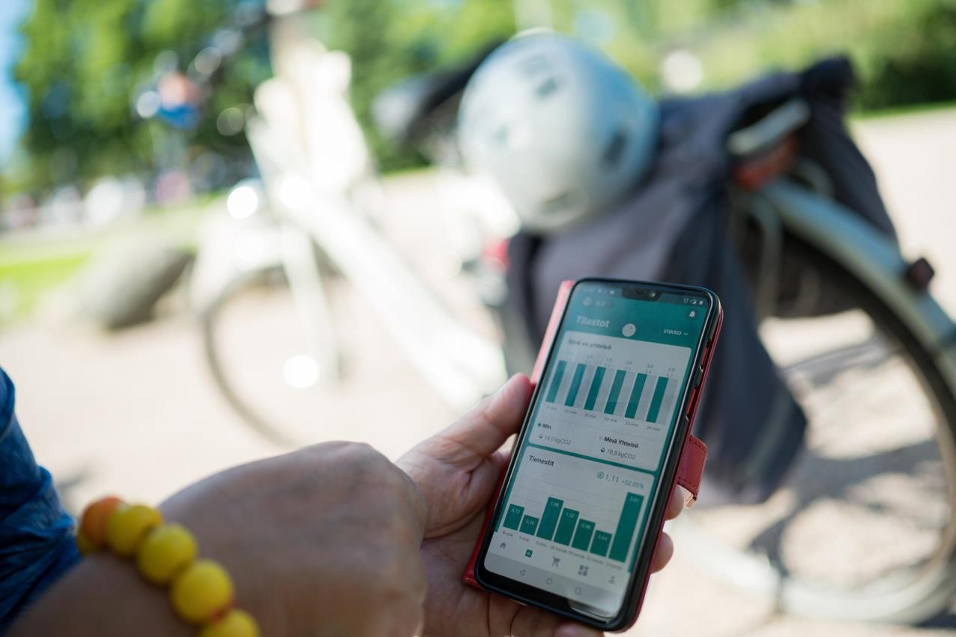 Lahti’s CitiCap APP showing individual data that can be used for trading CO2 allowances under the project’s voluntary Personal Carbon Trading scheme
