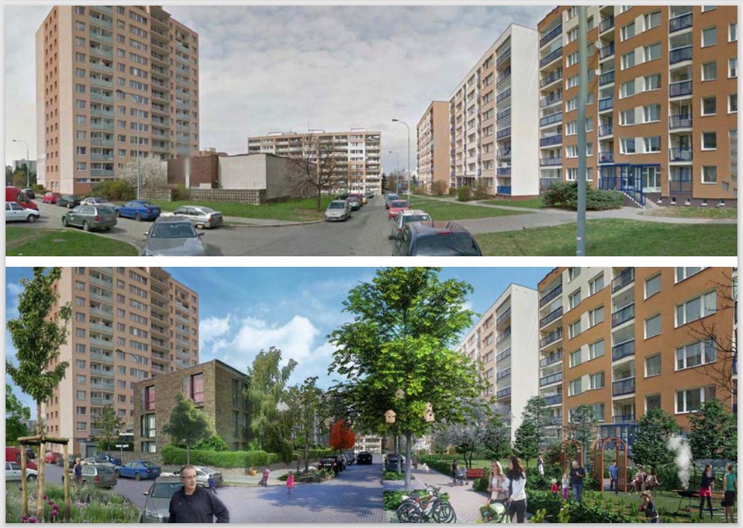 Illustration showing how quality green space can make a neighbourhood more lively (Source: Peter Bednar)