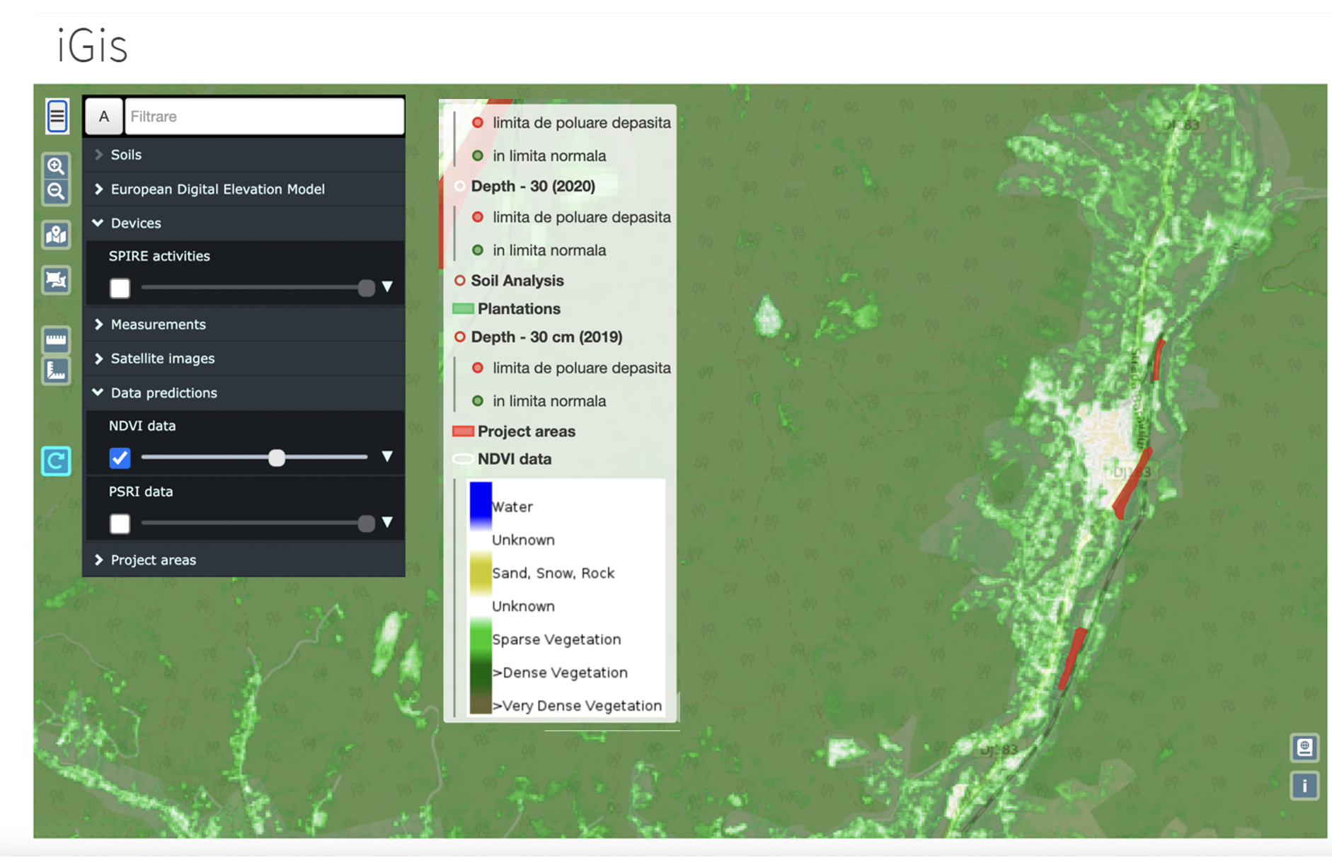 Fig. 6: Data predictions. NDVI. Source: SPIRE project