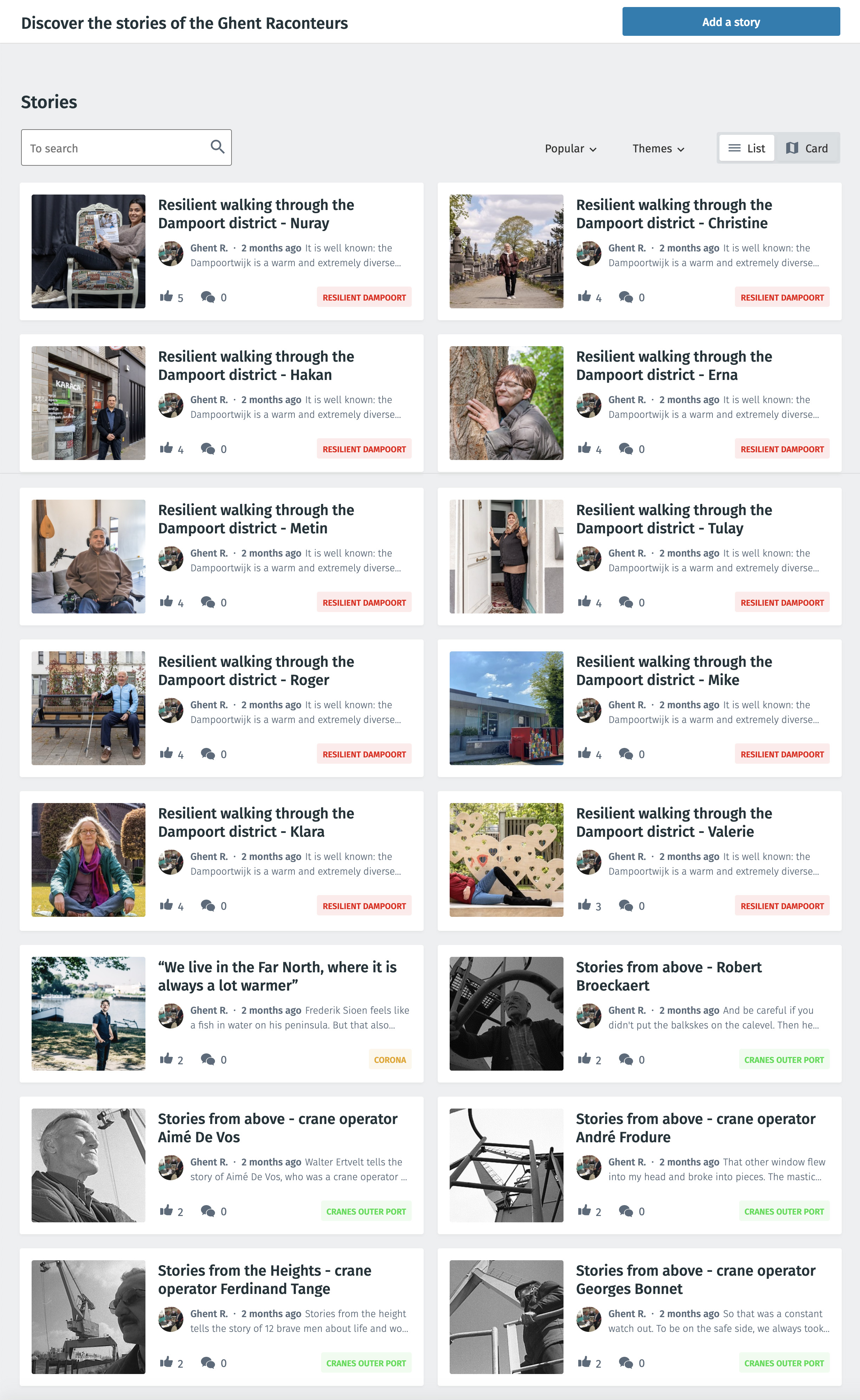 Ghent Raconteurs initiative's website