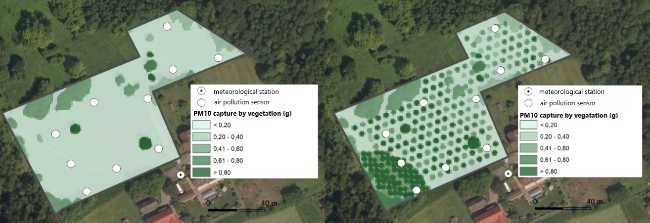 PM10 capture (g) with current and proposed vegetation at the Radvanice plot