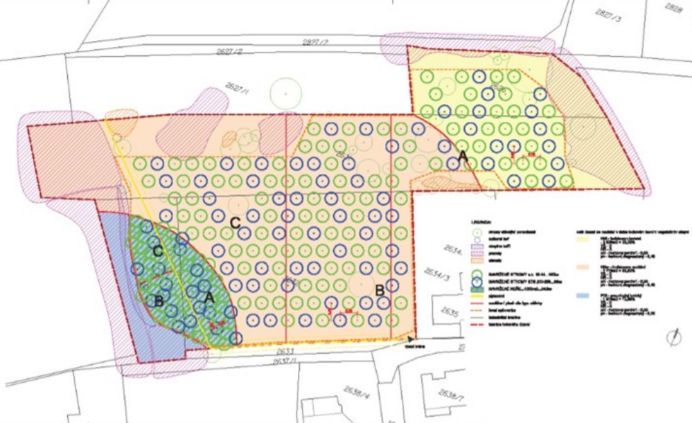the proposed composition of greenery in Radvanice