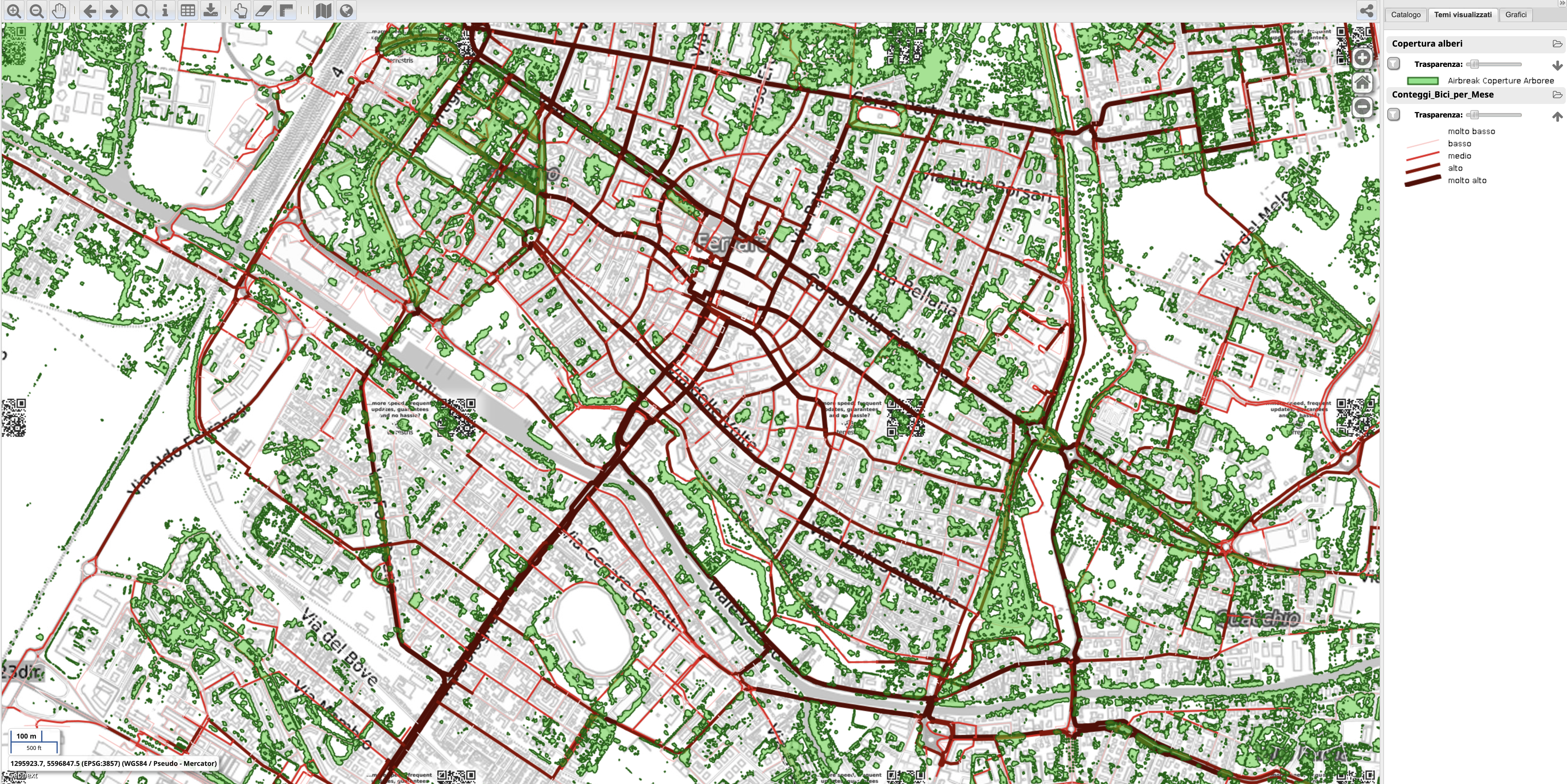 Figure 10 – Popular cycling routes and urban greenery