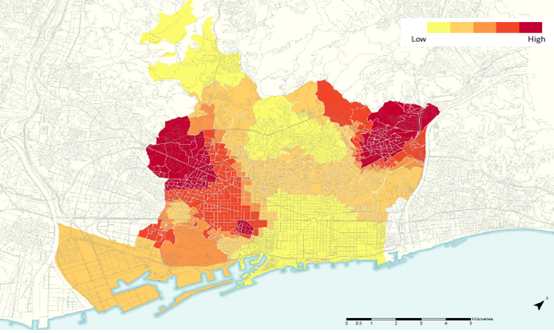 spatial distribution of temperature