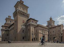 Ferrara castle with cyclist