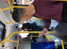 Testing the green on-demand bus service and the BUSINN app in Sofia. (Photo: Gereon Meyer)