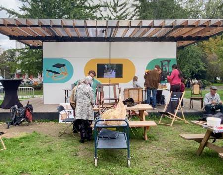 The public engagement process around The CoGhent Box in Watersportbaan neighbourhood (photo credit François Jégou)