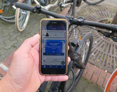 photo of user ending bike trip with app