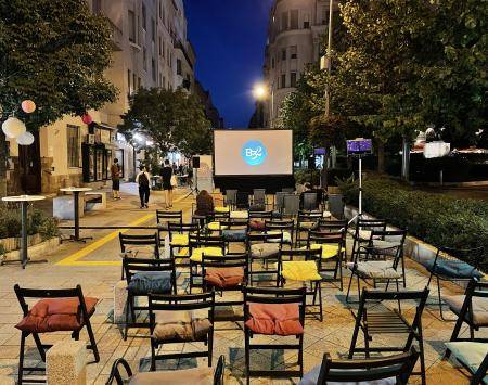Open air cinema in the Bartók cultural district. Photo by Levente Polyak