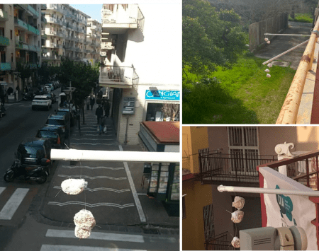 Moss bags across the City of Portici