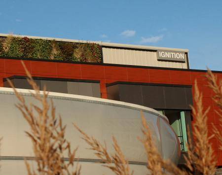 IGNITION sign at a building at the University of Salford