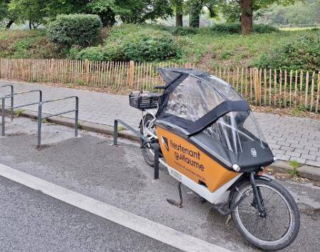 A cargo bike parked in Brussels